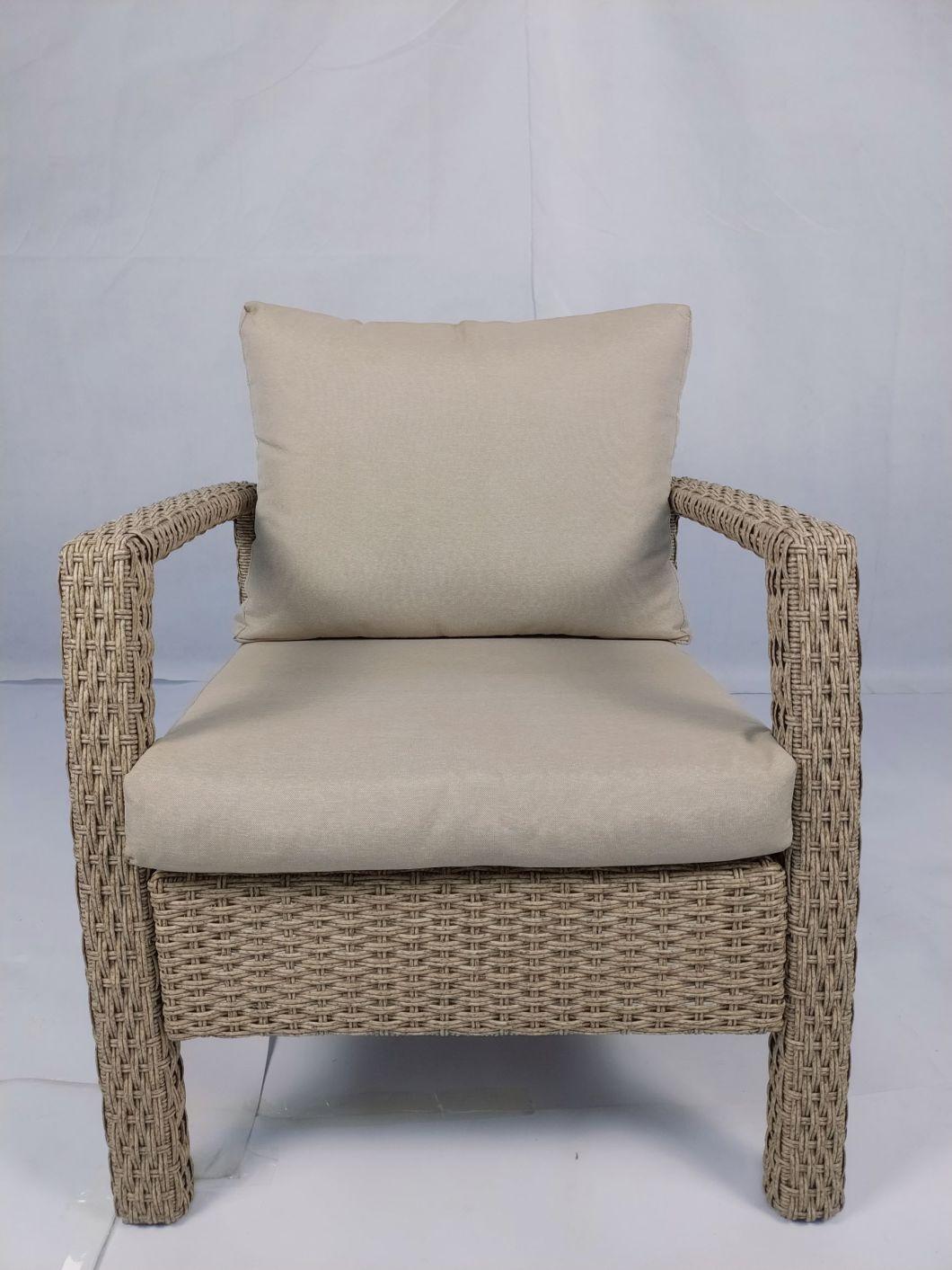 Hot Sale Modern Outdoor Aluminum Frame Sea Grass Color PE Rattan Sofa Set