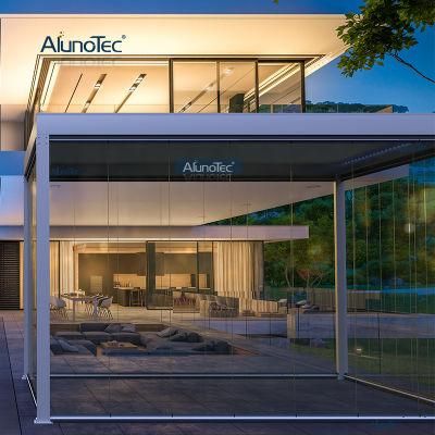 AlunoTec Waterproof Motorized Sun Shading Louvre Horizontal Outdoor Manual Pergola