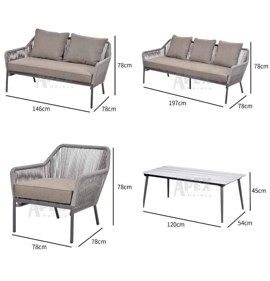 Modern Casual Design Aluminum Outdoor Dining Room Furniture Sofa Set