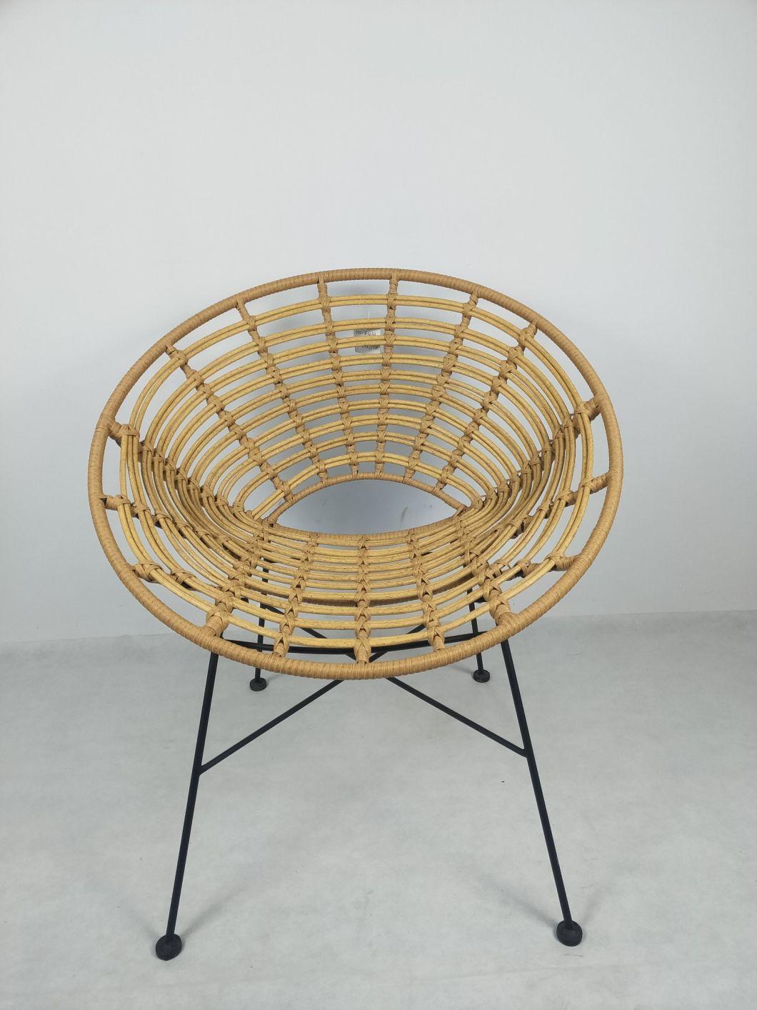 Synthetic Rattan PE Round Wood Wicker Woven Chairs Leisure Furniture