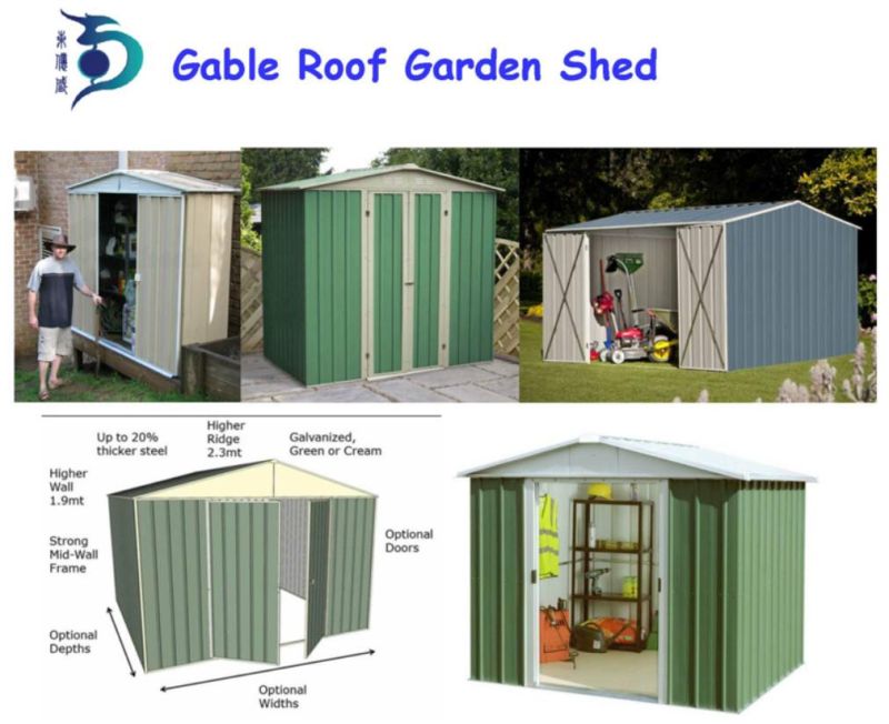 Cheap Galvanized Steel Zinc Double Door Gable Roof 6X4 Feet Metal Shed for Outdoor Use Rdsa6X4-Z2