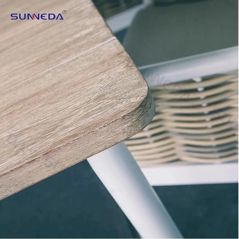 Outdoor Table and Chair Wit Aluminum Frame Round PE Rattan
