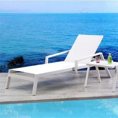 Hot Sale Wholesale Customized Beach Side Garden Sale Resort Hotel Pool Outdoor Leisure Patio Aluminum Textliene Mesh Fabric Sun Bed