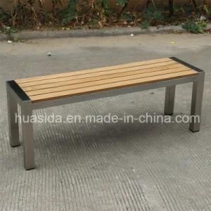 Park Used 304 Stainless Steel Teak Wood Bench