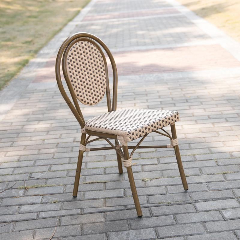 Fashion Garden Chairs Hot Sale The Aluminum Frame Woven Rattan French Cafe Bistro Outdoor Chair