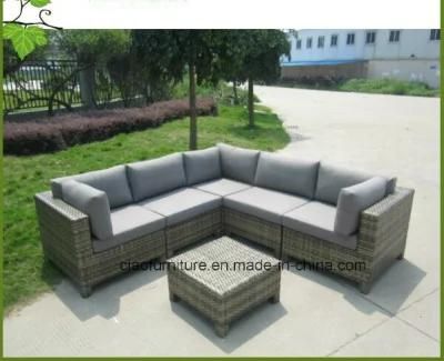 Modern Outdoor Furniture Poly Wicker Patio Garden Rattan Sofa (6034)