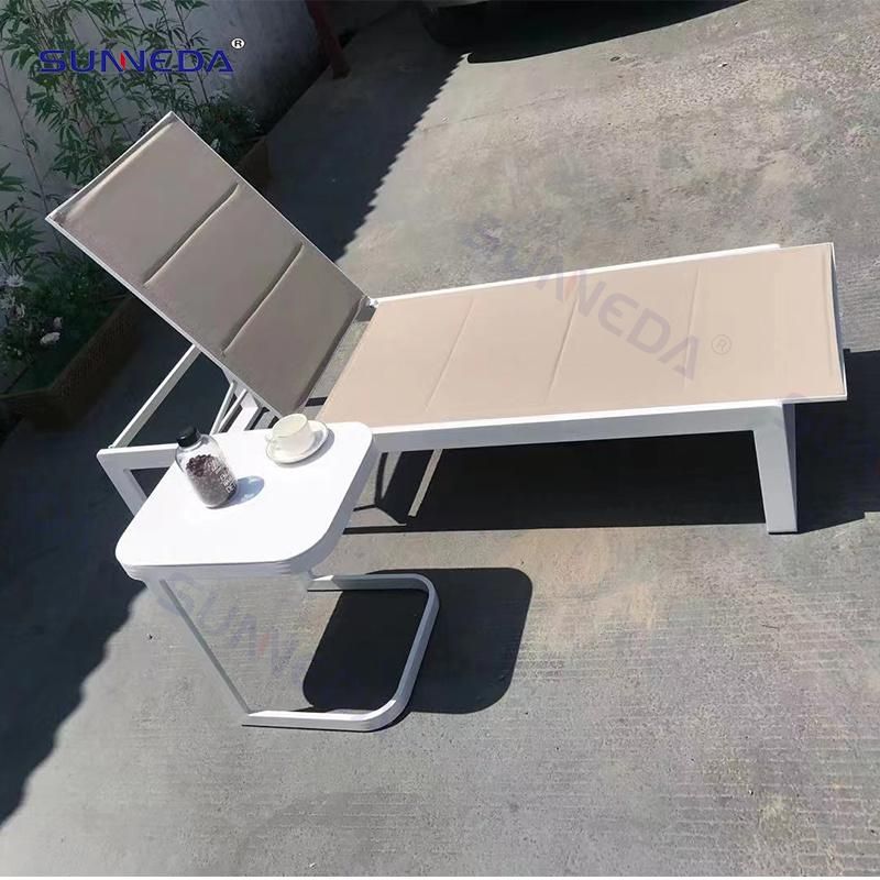 Adjustable Height Villa Beach Loungers with Teak Side Armrests