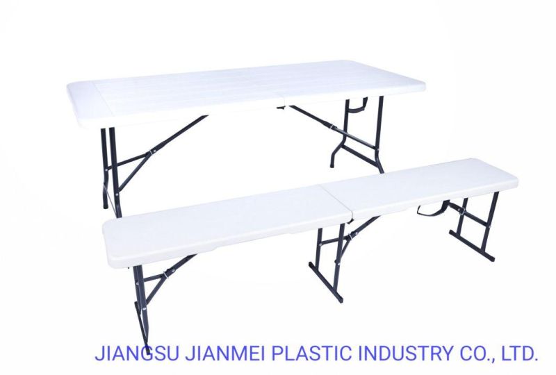 Plastic Wooden Grain Folding in Half Bench