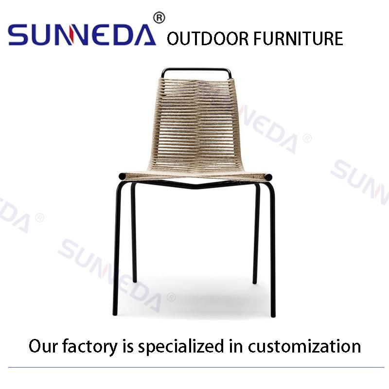 Modern Eating Furniture Sectional Woven Rattan Outdoor Aluminum Dining Table with Chair Set