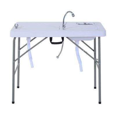 Camping Picnic Plastic Fish Cleaning Folding Table with Sink