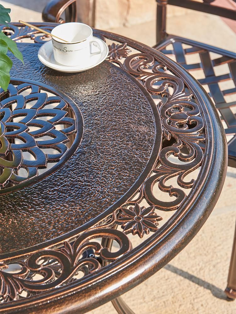 Diameter 80cm Antique Cast Aluminum Patio Dining Set Furniture Outdoor