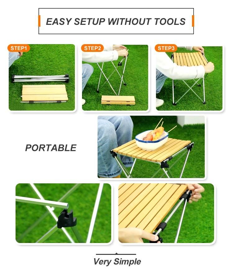 Ultralight Mini Wood Desktop Camping Folding Table