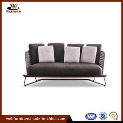 2018 Well Furnir Rope Wood Collection Three Seater Sofa Outdoor Furniture (WF-0604)