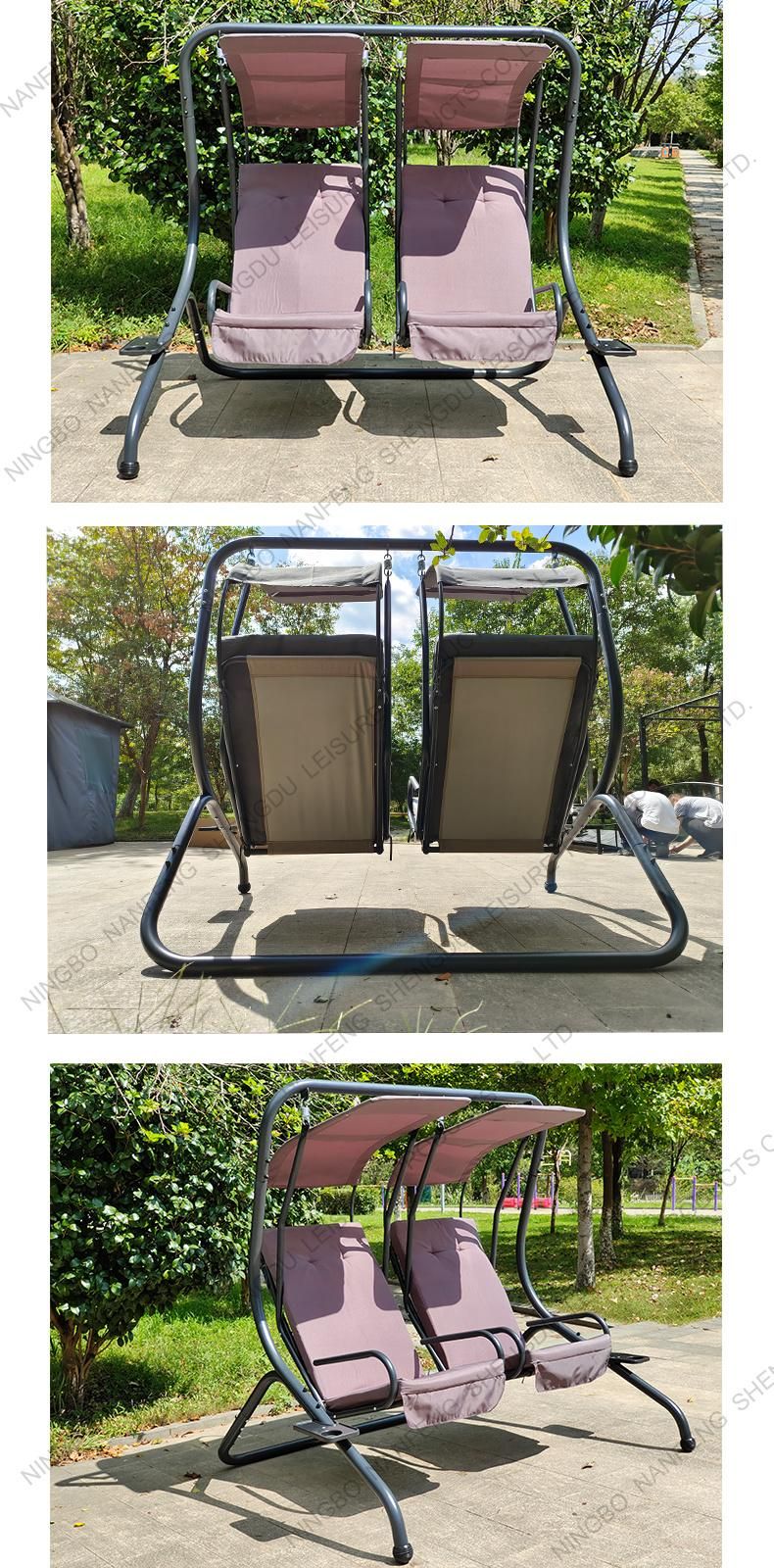 2person Outdoor Canopy Swing Porch Swing with Removable Cushion Garden Poolside Balcony Patio Swing