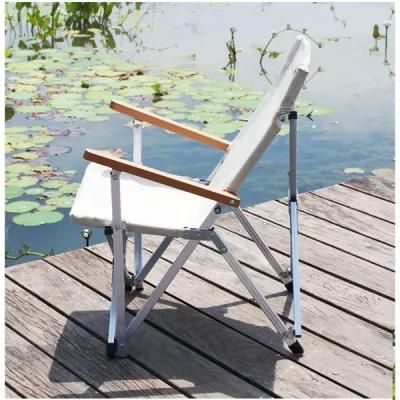 Folding Wooden Armrest Camp Backpack for Heavy People Aluminum Beach Chair