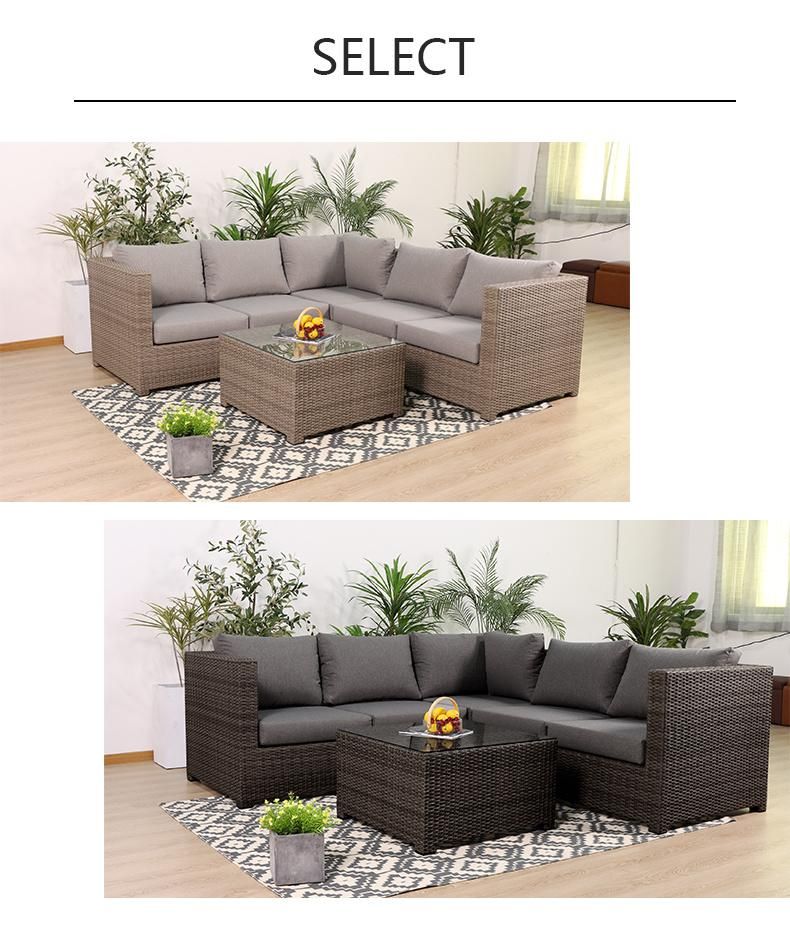 Modern PE Wicker Outdoor Villa Garden Sofa Backyard Rattan Garden Sofa Set