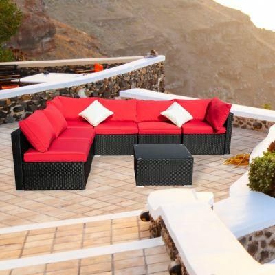 Durable Rattan Garden Corner Sofa with Dining Coffee Table Set