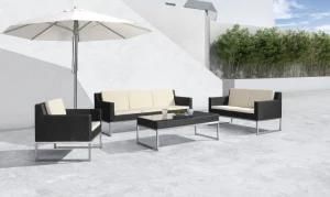 Outdoor Living Furniture Rattan Sofa with Stainless Steel Legs