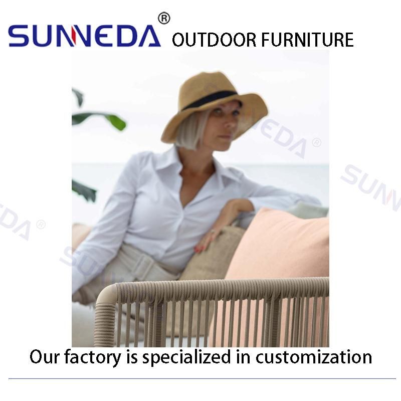 Outdoor Patio Leisure Courtyard Comfortable Aluminum Frame PE Rattan L Shade Sofa
