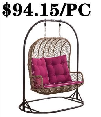 Modern Metal Patio Outdoor Double Wicker Garden Hanging Swing Chair