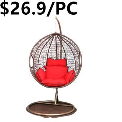 Ouble Seat Hanging Egg Wicker Swing with Metal Stand Hanging Chair