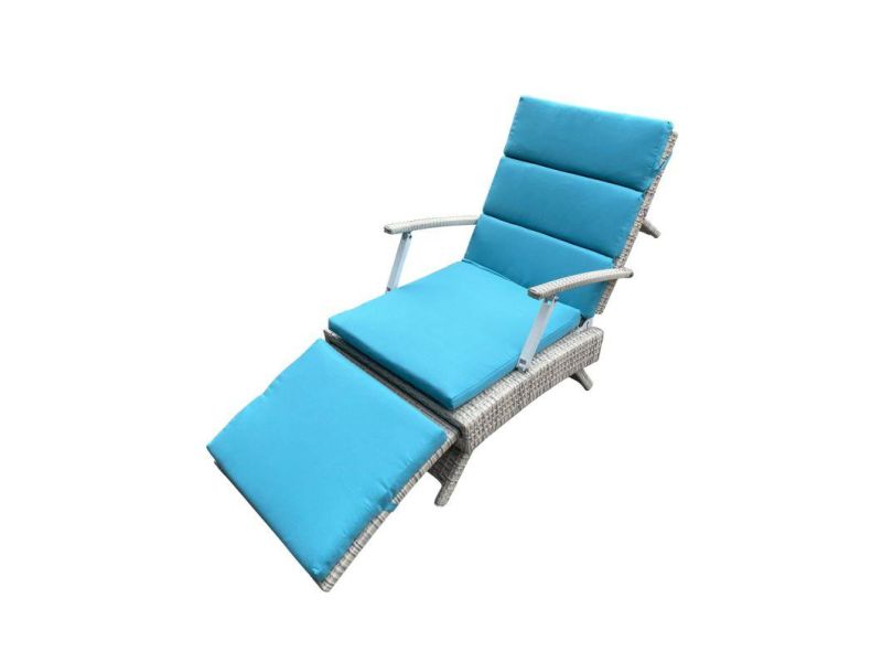 Outdoor Garden Patio Adjustable Foldable Folding Wicker Rattan Chaise Lounger Chair