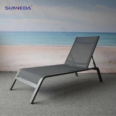 Modern Patio Leisure Chair Hot Sale Texteline Garden Lounge Chair Sunbed Aluminium Beach Bed Outdoor Sunlounge