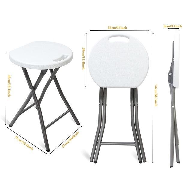 Portable White Plastic Folding Bar Stool for Kitchen Home Garden