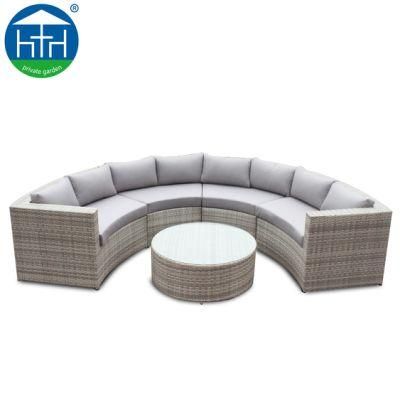 Round Fan Shape Design Corner Sofa Set Rattan Furniture Outdoor Garden