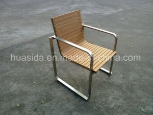 Square Legs Outdoor Chair with Stainless Steel Poly Wood