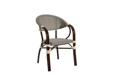 Look as Bamboo Garden Rattan French Metal Cafe Chair with Aluminum Frame