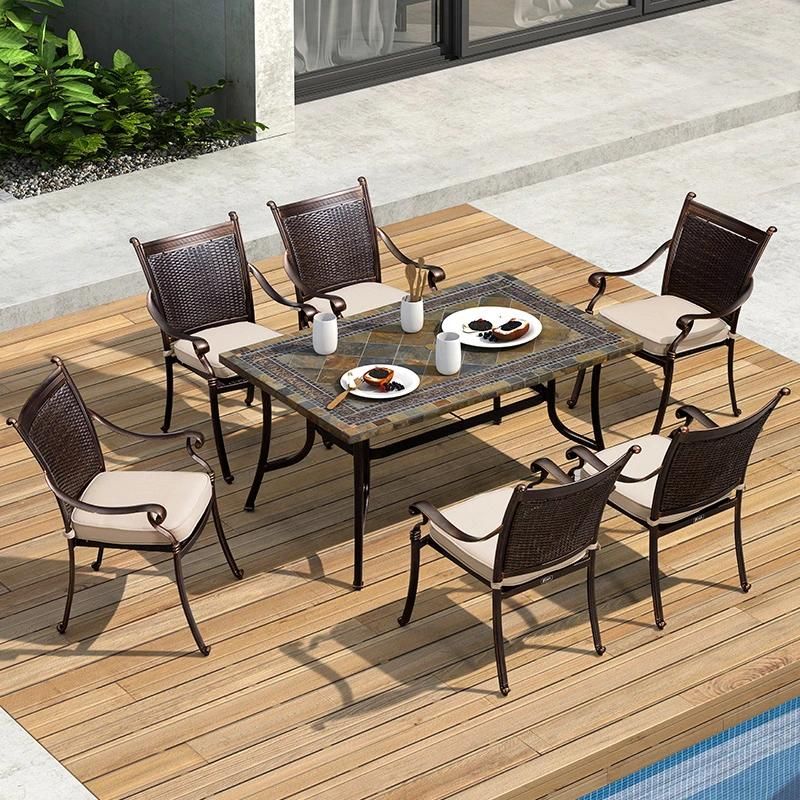 Chinese Modern Leisure Outdoor Garden Patio Restaurant Home Living Room Wooden Table Wicker Rattan Sofa Aluminum Metal Interior Bar Dining Furniture