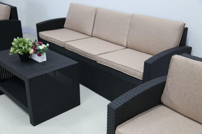 5 Seat PP Injection Resin Rattan Sofa Sets