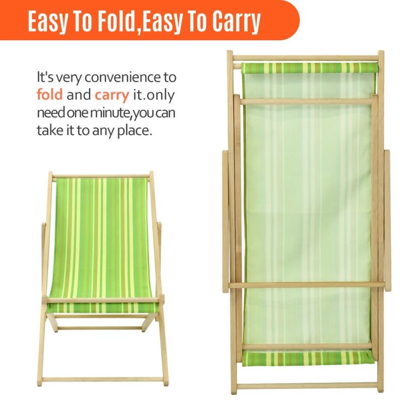 Comfortable Folding Camping Wooden Beach Deck Lounge Chair Sofa