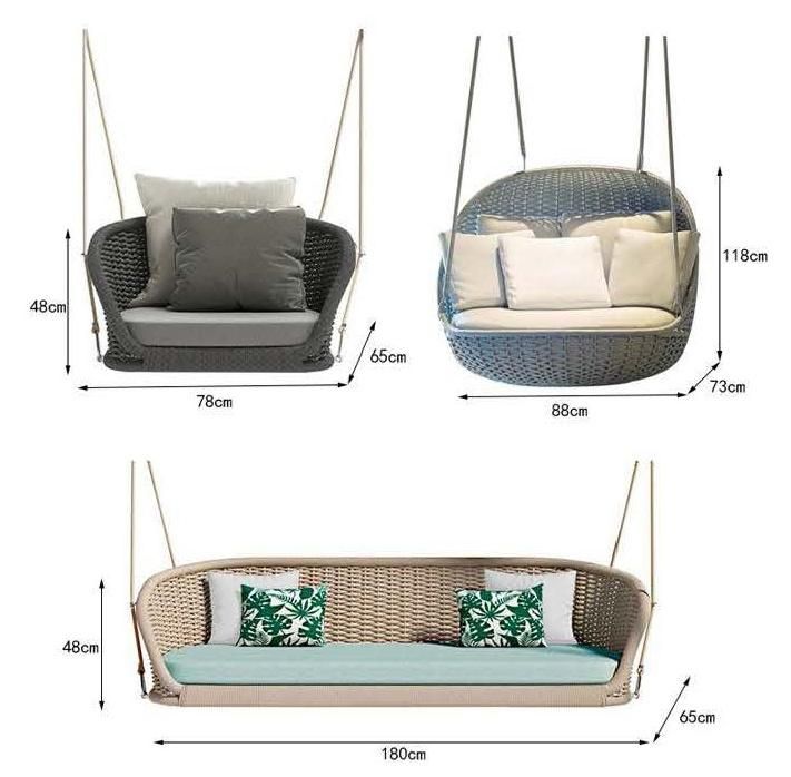 Zhida Home Custom Modern Hotel Garden Outdoor Furniture Villa Rattan Rope Patio Egg Hanging Leisure Swing Chair