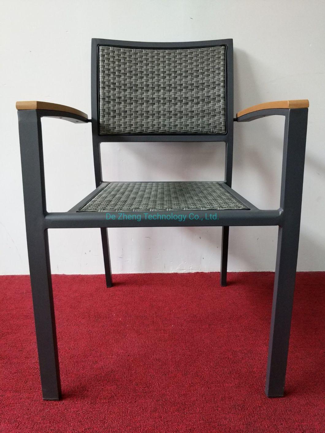 Patio Garden Aluminium Leisure Rattan with Plastic Wood Arm Chair Modern Furniture