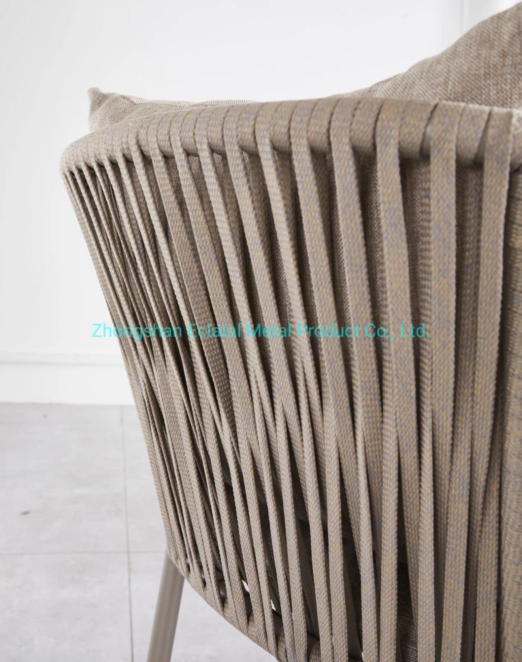 High Quality Colorful Bistro Dining Sets Outdoor Furniture Bar Garden Livingroom Rope Chair with Seat Cushion Pillow