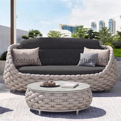 Outdoor Hotel Restaurant Patio Garden Aluminum Wicker Rope Rattan Sofa