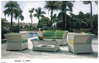 Hot Selling White Color Wicker Outdoor Garden Furniture Sets, Includes Loveseat, Chair, Table