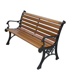 Outdoor Metal and Solid Wood Leisure Long Bench