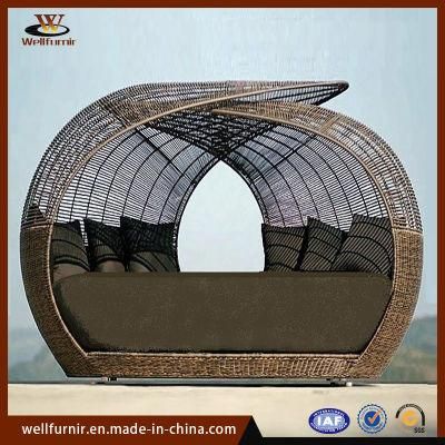 Hotel Garden Patio Furniture Outdoor Rattan Daybed with Canopy (WF-352)
