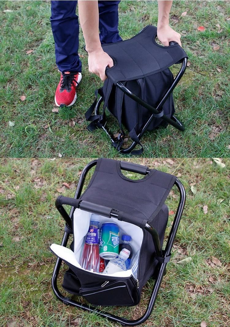 Portable Folded Camping Stool Outdoor Simple Folding Chair with Cooler Bag