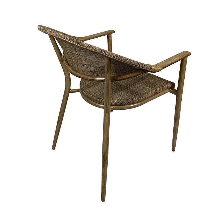 Leisure Outdoor Mesh Upholstery Lumber Support Bamboo Color Cafe Bistro Garden Furniture