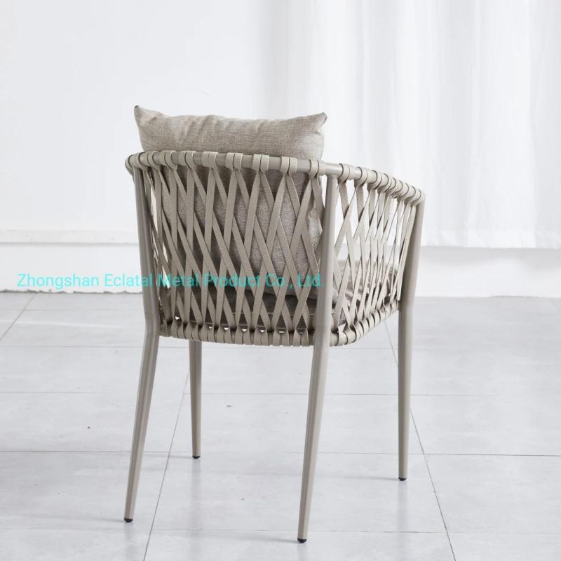 High Quality Colorful Bistro Dining Sets Outdoor Furniture Bar Garden Livingroom Rope Chair with Seat Cushion Pillow