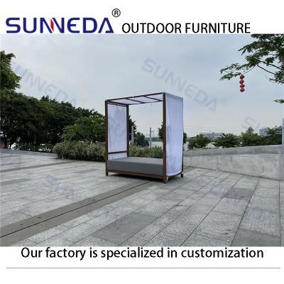 Outdoor White Sun Shade Aluminum Frame Sofa Bed Furniture