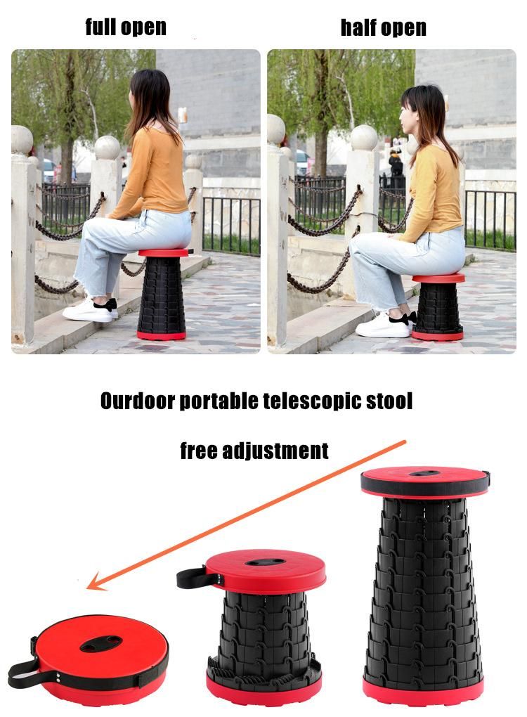 Retractable Stools Sturdy Portable Lightweight Plastic Outdoor Travel Camping Fishing Garden Folding Nylon PP Telescopic Stool