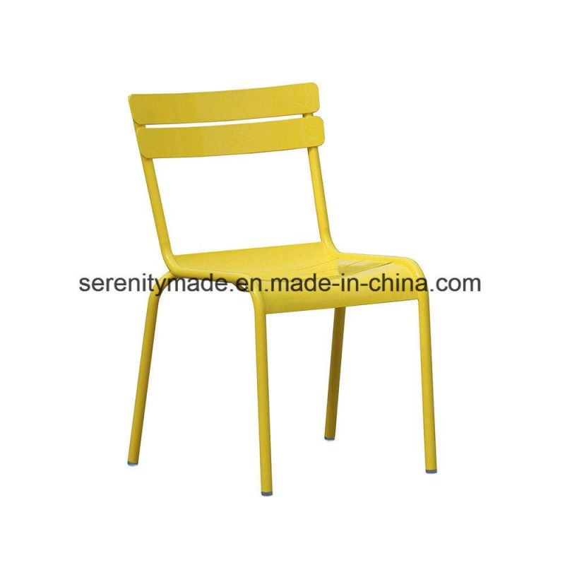 Outdoor Furniture Powder-Coated Aluminum Stacking Cafe Dining Chairs