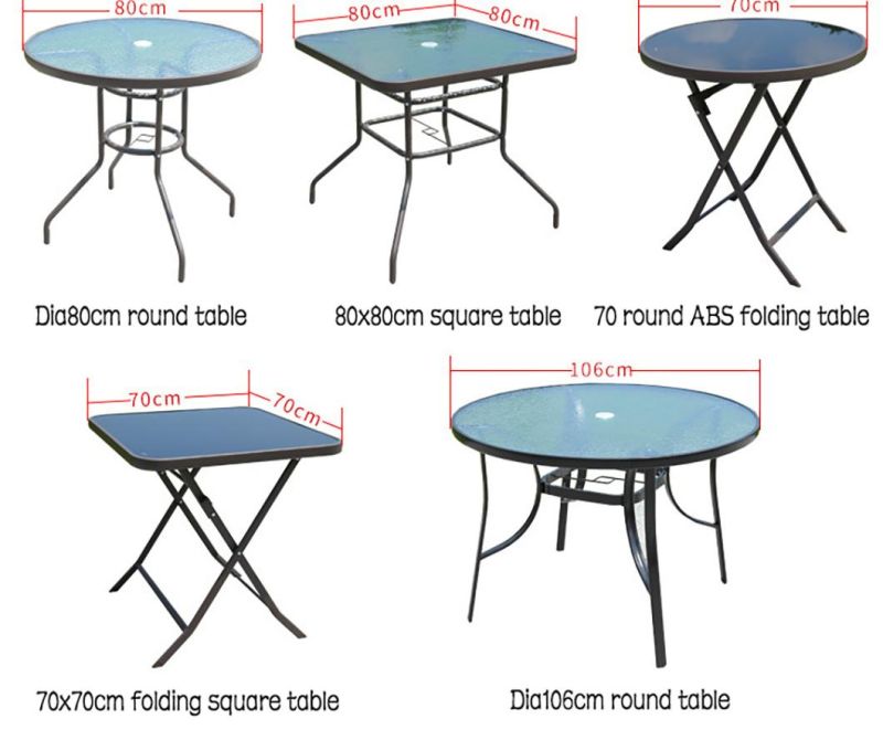 China Wholesale Garden Metal Outdoor Furniture Patio/Lounge Room/Sofa End Side Table Steel Frame Tempered Glass Round Table for Home Furniture