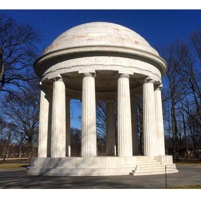 Outdoor Large White Stone Gazebo with Round Roman Columns
