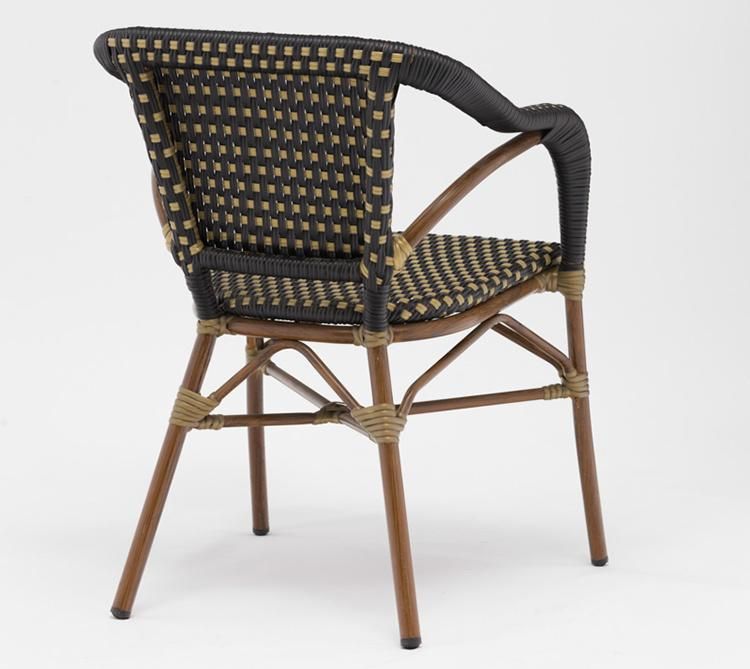 Popular Rattan Outdoor Bistro Modern Cane Webbing Lounge Chair French Outdoor Dining